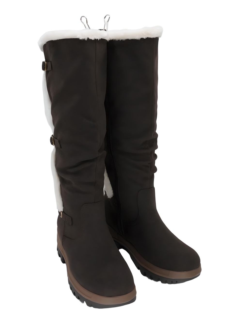 Baretraps Womens Navia Faux Fur Trim Tall Boots Dark Brown Size 8M